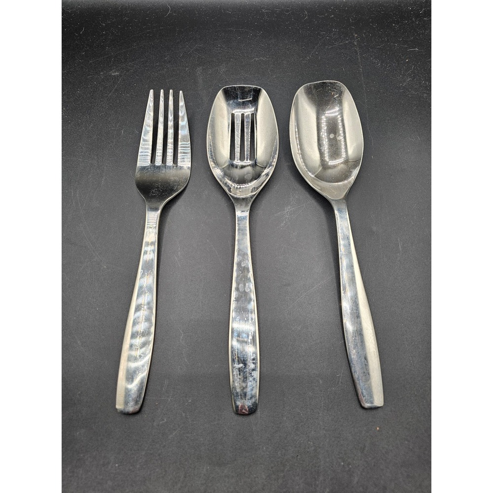 Gourmet Settings 18/10 Stainless Steel Serving Set Fork Slotted Solid Spoon3p z1